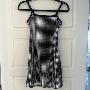 Black Plaid, Open Back Dress